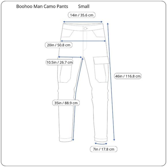 Boohoo Mens Pants Mens S Khaki Camo Cargo Twill‎ Popper Hem Casual Pants - Picture 3 of 12